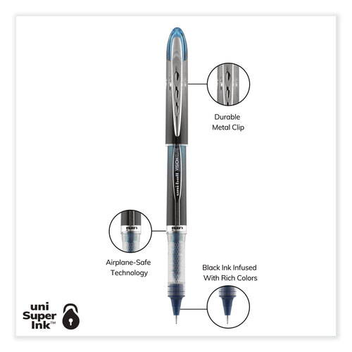 UBC1832410 - Uni-Ball - VISION ELITE BLX Series Roller Ball Pen, Stick, Micro 0.5 mm, Assorted Ink and Barrel Colors, 5/Pack