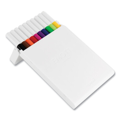 UBC24836 - Uni-Ball - EMOTT Porous Point Pen, Stick, Fine 0.4 mm, Assorted Ink Colors, White Barrel, 10/Pack
