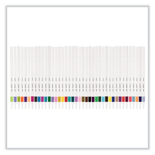 UBC24839 - Uni-Ball - EMOTT ever fine Porous Point Pen, Stick, Fine 0.4 mm, Assorted Ink Colors, White Barrel, 40/Pack