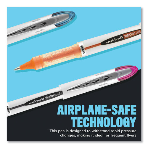 UBC58092PP - Uni-Ball - VISION ELITE Roller Ball Pen, Stick, Micro 0.5 mm, Assorted Ink Colors, Black Barrel