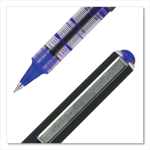 UBC60108, uniball® 60108 VISION Roller Ball Pen, Stick, Micro 0.5 mm, Blue  Ink, Blue/Gray Barrel, Dozen