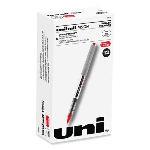 uni-ball - Vision Roller Ball Stick Water-Proof Pen, Red Ink, Fine, Dozen, Sold as 1 DZ uni-ball - Vision Roller Ball Stick Water-Proof Pen, Red Ink, Fine, Dozen, Sold as 1 DZ