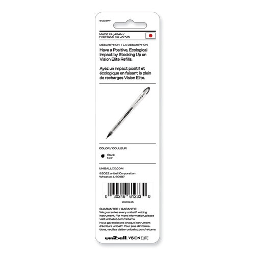 UBC61233PP - Uni-Ball - Refill for Vision Elite Roller Ball Pens, Bold Conical Tip, Black Ink, 2/Pack