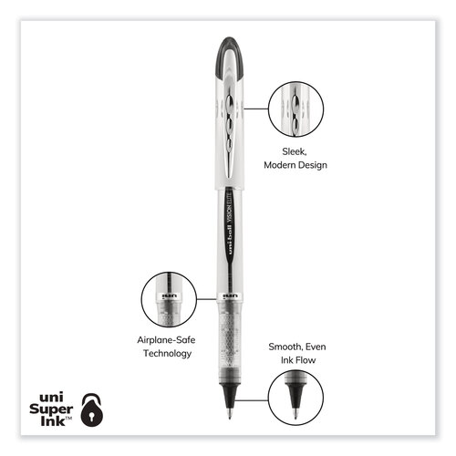 UBC61233PP - Uni-Ball - Refill for Vision Elite Roller Ball Pens, Bold Conical Tip, Black Ink, 2/Pack