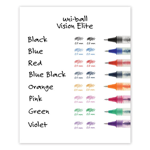UBC61233PP - Uni-Ball - Refill for Vision Elite Roller Ball Pens, Bold Conical Tip, Black Ink, 2/Pack
