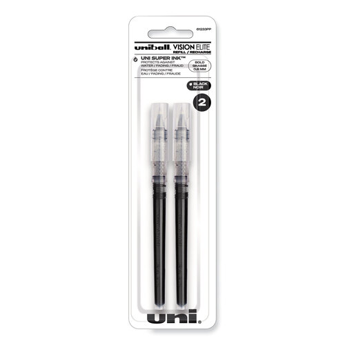 UBC61233PP - Uni-Ball - Refill for Vision Elite Roller Ball Pens, Bold Conical Tip, Black Ink, 2/Pack