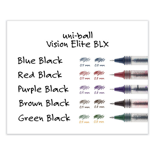 UBC61234PP - Uni-Ball - Refill for Vision Elite Roller Ball Pens, Bold Conical Tip, Assorted Ink Colors, 2/Pack
