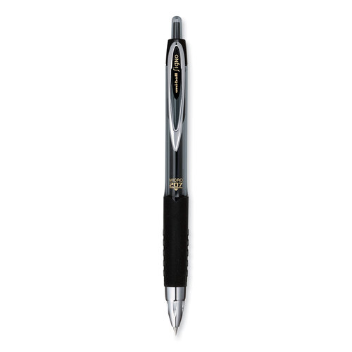 uni-ball Signo 207 Retractable Gel Pen, Micro 0.5mm, Black Ink, Smoke/Black  Barrel, Dozen (61255)