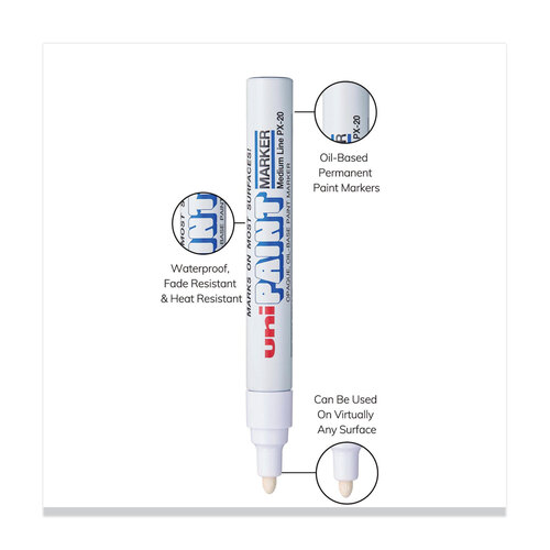 UBC63613 - Uni-Ball - Permanent Marker, Medium Bullet Tip, White