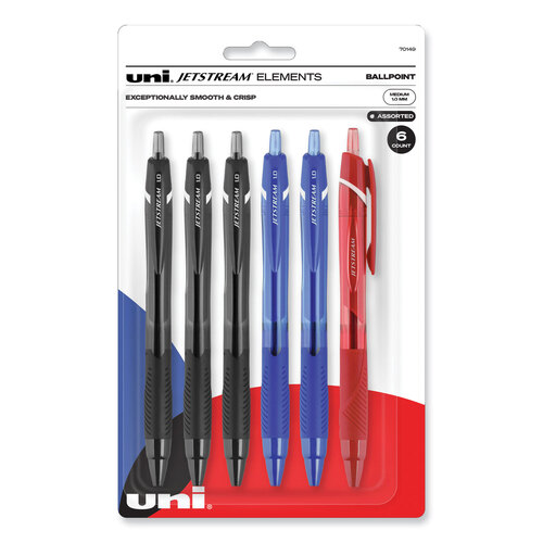 UBC70149 - Uni-Ball - Jetstream Elements Hybrid Gel Pen, Retractable, Medium 1 mm, Assorted Ink and Barrel Colors, 6/Pack