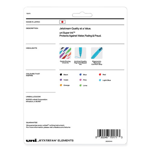 UBC70171 - Uni-Ball - Jetstream Elements Ballpoint Pen, Retractable, Medium 1 mm, Assorted Ink and Barrel Colors, 12/Pack