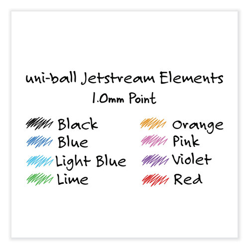 UBC70171 - Uni-Ball - Jetstream Elements Ballpoint Pen, Retractable, Medium 1 mm, Assorted Ink and Barrel Colors, 12/Pack