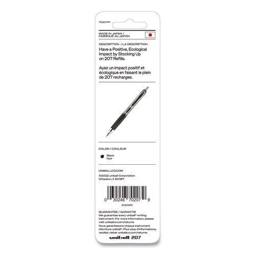 UBC70207PP - Uni-Ball - Refill for Signo Gel 207 Pens, Medium 0.7 mm Conical Tip, Black Ink, 2/Pack