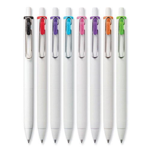 UBC70309 - Uni-Ball - uniONE Gel Pen, Retractable, Medium 0.7 mm, Assorted Inspirational Ink Colors, Assorted Barrel Colors, 8/Pack