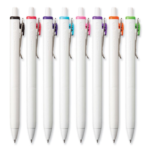 UBC70309 - Uni-Ball - uniONE Gel Pen, Retractable, Medium 0.7 mm, Assorted Inspirational Ink Colors, Assorted Barrel Colors, 8/Pack