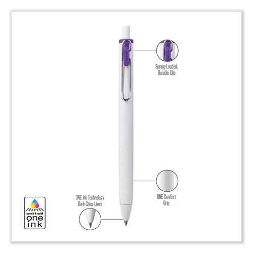 UBC70309 - Uni-Ball - uniONE Gel Pen, Retractable, Medium 0.7 mm, Assorted Inspirational Ink Colors, Assorted Barrel Colors, 8/Pack