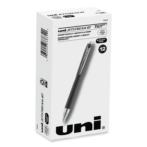 UBC73832 - Uni-Ball - Jetstream Retractable Ballpoint Pen, Bold 1 mm, Black Ink, Black Barrel