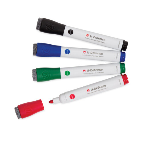 UBR3285U0012 - U Brands - U-Defense Antimicrobial Dry-Erase Markers, Medium Bullet Tip, Assorted Colors, 24/Pack