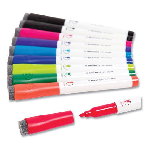 UBR504U0624 - U Brands - Medium Point Dry Erase Markers, Medium Chisel Tip, Assorted Colors, 10/Pack