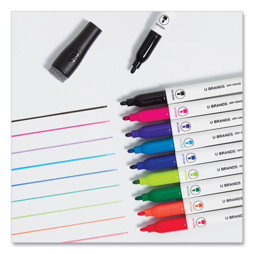 UBR504U0624 - U Brands - Medium Point Dry Erase Markers, Medium Chisel Tip, Assorted Colors, 10/Pack