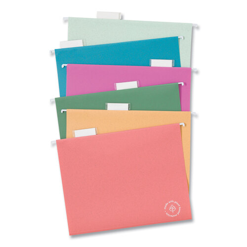 UBR6596U0112 - U Brands - U-Eco Hanging File Folders, Letter Size, 1/5-Cut Tabs, Assorted, 12/Pack