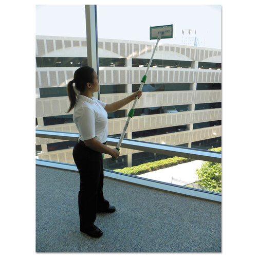 UNGCK053 - Unger - SpeedClean Window Cleaning Kit, 72&quot; to 80&quot;, Extension Pole With 8&quot; Pad Holder, Silver/Green