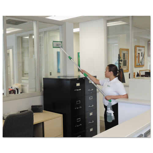 UNGCK053 - Unger - SpeedClean Window Cleaning Kit, 72&quot; to 80&quot;, Extension Pole With 8&quot; Pad Holder, Silver/Green