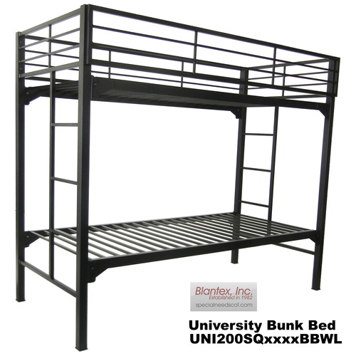 BLAUNI200SQ3075BBwL - Blantex - Blantex University 2" Heavy Duty Steel Bunk Bed with Built-in Guardrails & Ladders, 30" x 75"