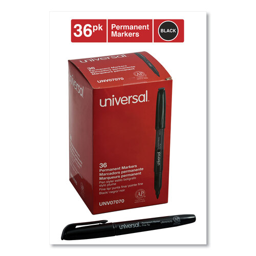 UNV07070 - Universal - Pen-Style Permanent Marker Value Pack, Fine Bullet Tip, Black, 36/Pack