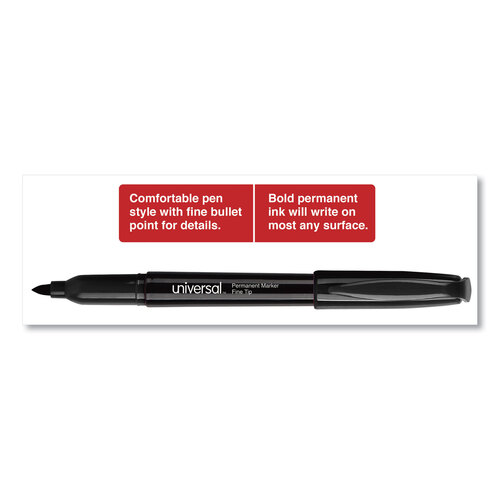 UNV07070 - Universal - Pen-Style Permanent Marker Value Pack, Fine Bullet Tip, Black, 36/Pack