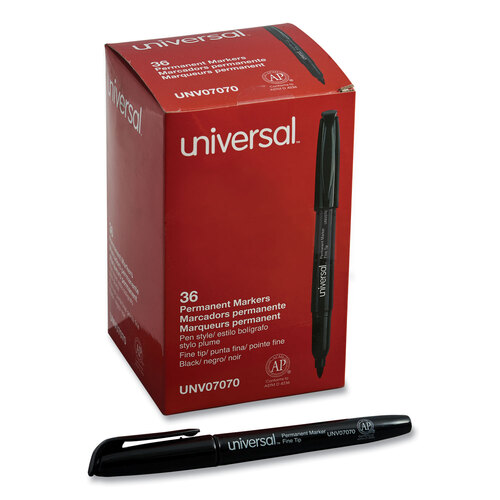 UNV07070 - Universal - Pen-Style Permanent Marker Value Pack, Fine Bullet Tip, Black, 36/Pack