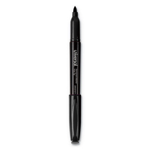 UNV07071 - Universal - Pen-Style Permanent Marker, Fine Bullet Tip, Black, Dozen