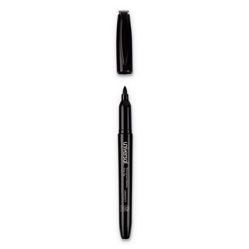 UNV07071 - Universal - Pen-Style Permanent Marker, Fine Bullet Tip, Black, Dozen
