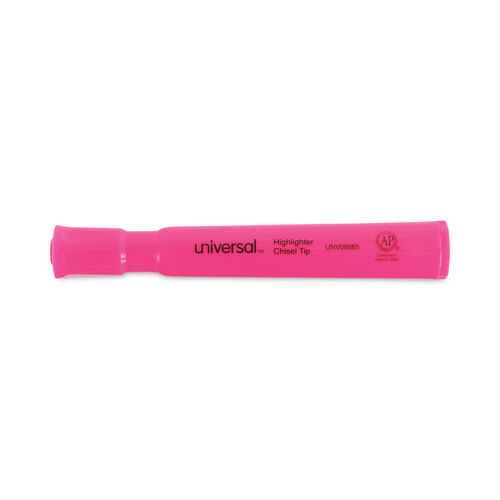 UNV08865 - Universal - Desk Highlighters, Fluorescent Pink Ink, Chisel Tip, Pink Barrel, Dozen
