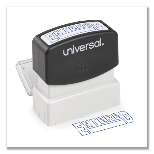 UNV10052 - Universal - Message Stamp, ENTERED, Pre-Inked One-Color, Blue