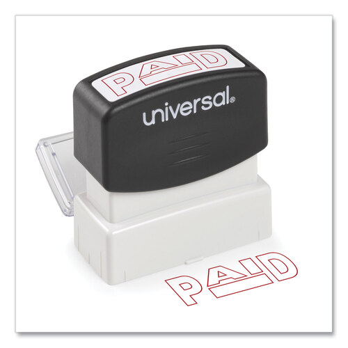 UNV10062 - Universal - Message Stamp, PAID, Pre-Inked One-Color, Red