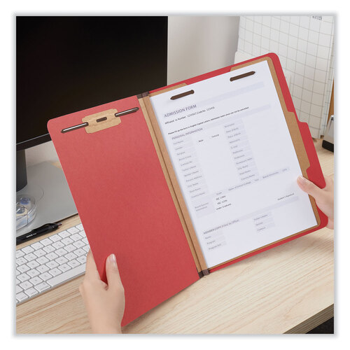 UNV10203 - Universal - Bright Colored Pressboard Classification Folders, 2&quot; Expansion, 1 Divider, 4 Fasteners, Letter Size, Ruby Red, 10/Box