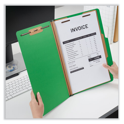 UNV10212 - Universal - Bright Colored Pressboard Classification Folders, 2&quot; Expansion, 1 Divider, 4 Fasteners, Legal Size, Emerald Green, 10/Box