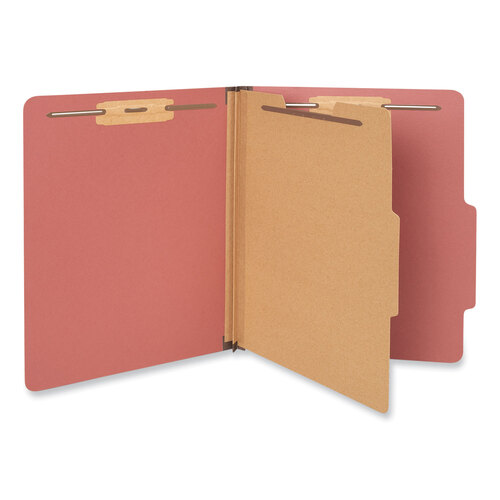 UNV10250 - Universal - Four-Section Pressboard Classification Folders, 2&quot; Expansion, 1 Divider, 4 Fasteners, Letter Size, Red Exterior, 10/Box