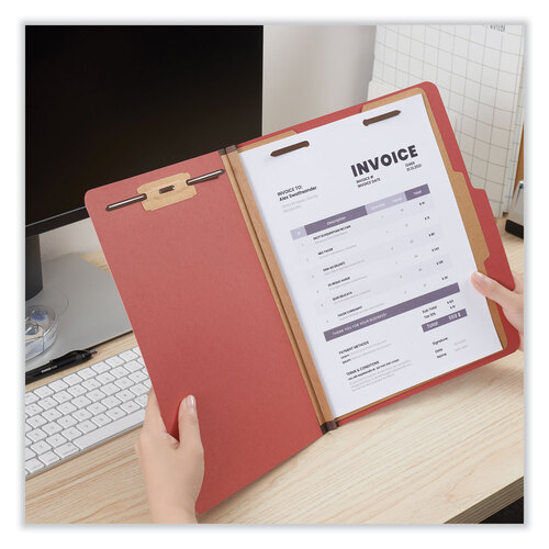 UNV10250 - Universal - Four-Section Pressboard Classification Folders, 2&quot; Expansion, 1 Divider, 4 Fasteners, Letter Size, Red Exterior, 10/Box