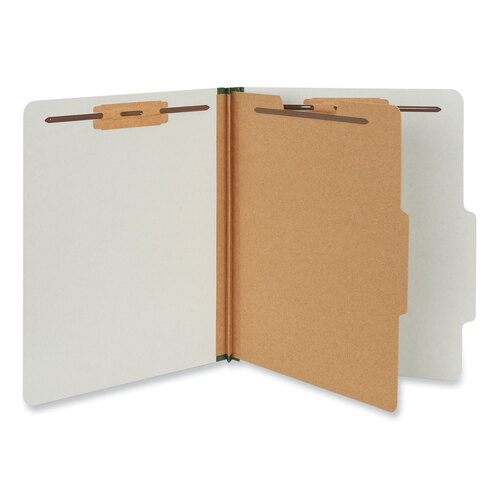 UNV10252 - Universal - Four-Section Pressboard Classification Folders, 2&quot; Expansion, 1 Divider, 4 Fasteners, Letter Size, Gray Exterior, 10/Box