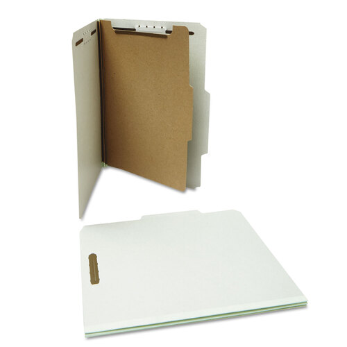 UNV10252 - Universal - Four-Section Pressboard Classification Folders, 2&quot; Expansion, 1 Divider, 4 Fasteners, Letter Size, Gray Exterior, 10/Box
