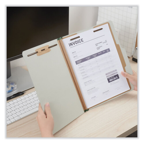 UNV10252 - Universal - Four-Section Pressboard Classification Folders, 2&quot; Expansion, 1 Divider, 4 Fasteners, Letter Size, Gray Exterior, 10/Box