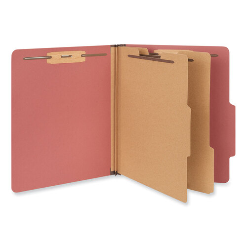 UNV10270 - Universal - Six-Section Pressboard Classification Folders, 2&quot; Expansion, 2 Dividers, 6 Fasteners, Letter Size, Red Exterior, 10/Box