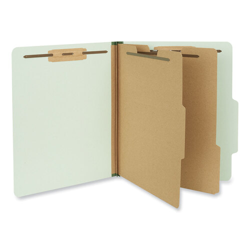 UNV10273 - Universal - Six-Section Pressboard Classification Folders, 2&quot; Expansion, 2 Dividers, 6 Fasteners, Letter Size, Gray-Green, 10/Box