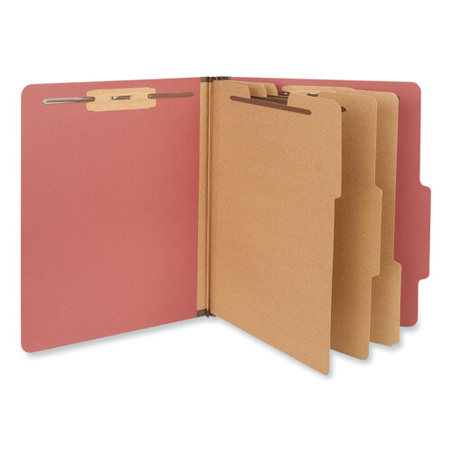 UNV10290 - Universal - Eight-Section Pressboard Classification Folders, 3&quot; Expansion, 3 Dividers, 8 Fasteners, Letter Size, Red Exterior, 10/Box
