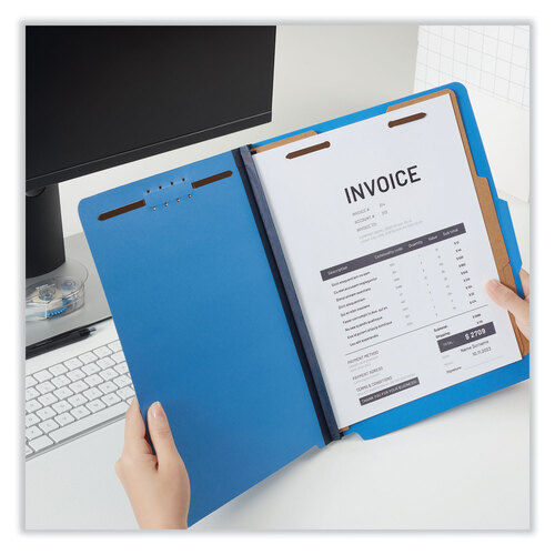 UNV10301 - Universal - Bright Colored Pressboard Classification Folders, 2&quot; Expansion, 2 Dividers, 6 Fasteners, Letter Size, Cobalt Blue, 10/Box