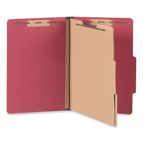 UNV10313 - Universal - Bright Colored Pressboard Classification Folders, 2&quot; Expansion, 2 Dividers, 6 Fasteners, Legal Size, Ruby Red, 10/Box