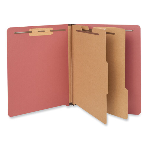 UNV10315 - Universal - Red Pressboard End Tab Classification Folders, 2&quot; Expansion, 2 Dividers, 6 Fasteners, Letter Size, Red Exterior, 10/Box