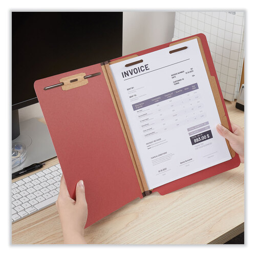 UNV10315 - Universal - Red Pressboard End Tab Classification Folders, 2&quot; Expansion, 2 Dividers, 6 Fasteners, Letter Size, Red Exterior, 10/Box